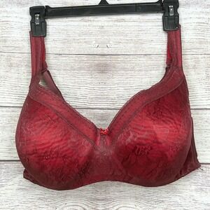 Lane Bryant Cacique Dark Red Lightly Lined Balconette Lace Bra 42DDD